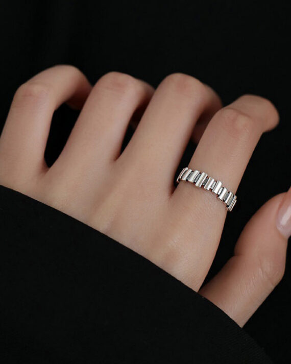 Simple Silk Sterling Silver Geometry Rings