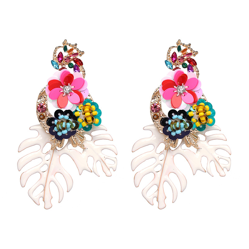Flowers and Leaves Exaggerated Earrings