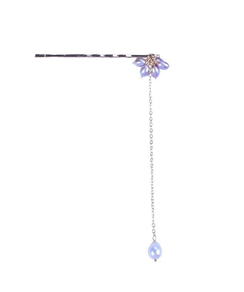 Simple Gold Metal Overgild Pearl Tassel Hairpin