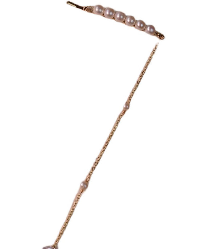 Chic Gold Sterling Silver Overgild Pearl Tassel Hairpin