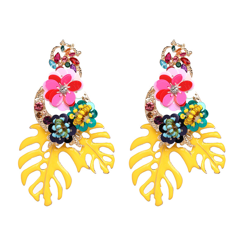 Flowers and Leaves Exaggerated Earrings