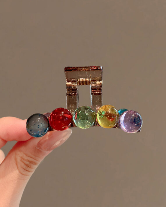 Boutique Rainbow Alloy Acrylic Glass Bead Hairpin