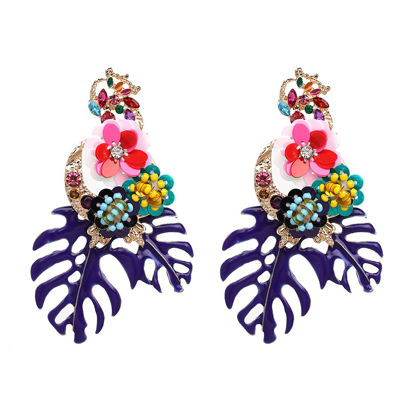 Flowers and Leaves Exaggerated Earrings