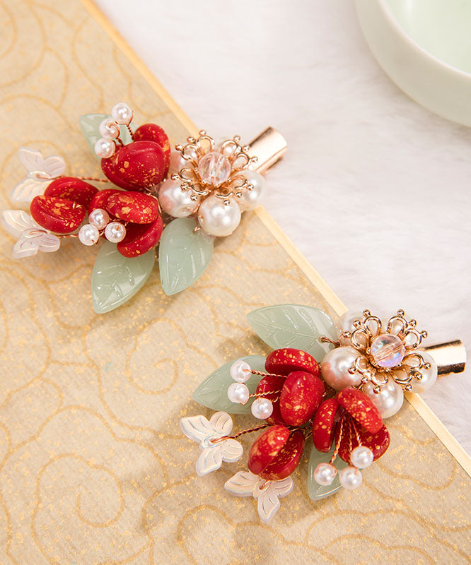 Fashion Multicolor Alloy Pearl Colored Glaze Leaf A Pair Hairpin