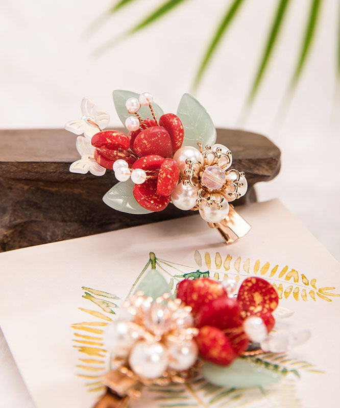 Fashion Multicolor Alloy Pearl Colored Glaze Leaf A Pair Hairpin