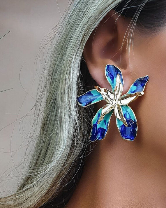 Uskae Geometric Alloy Flower Stud Earrings