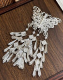 Original Design Silk Sterling Silver Pearl Butterfly Tassel Hairpin