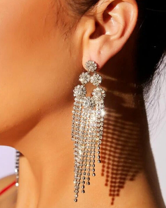 Rhinestone Fringe Earrings
