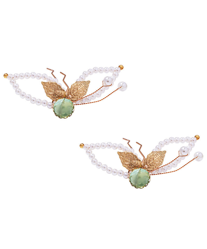 Classy White Alloy Pearl Resin Tassel Hairpin