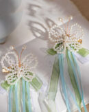 Chinese Style Green Alloy Pearl Butterfly Tassel Ribbon Hairpin