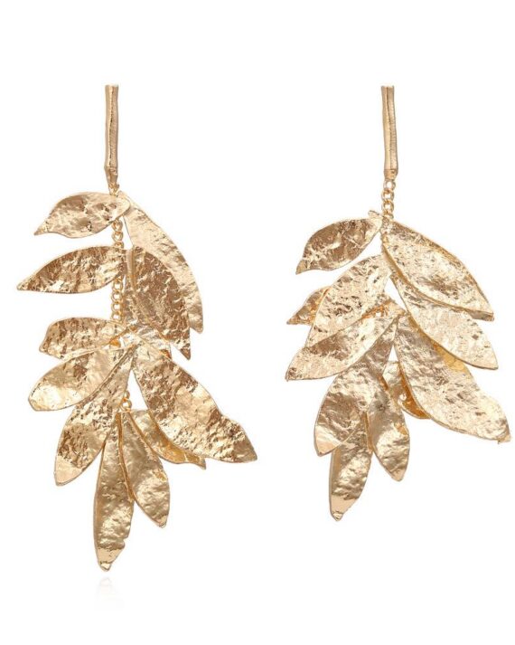 Uskae Asymmetric Leaf Tassel Earrings