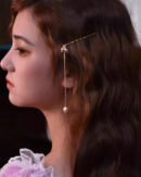 Simple Gold Metal Overgild Pearl Tassel Hairpin