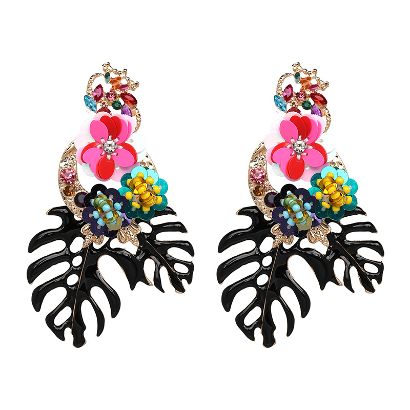 Flowers and Leaves Exaggerated Earrings