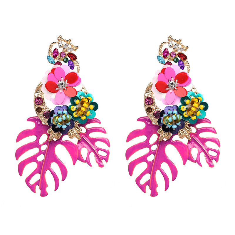 Flowers and Leaves Exaggerated Earrings