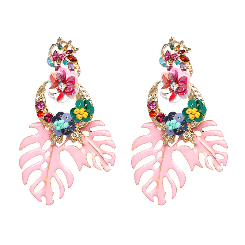 Flowers and Leaves Exaggerated Earrings