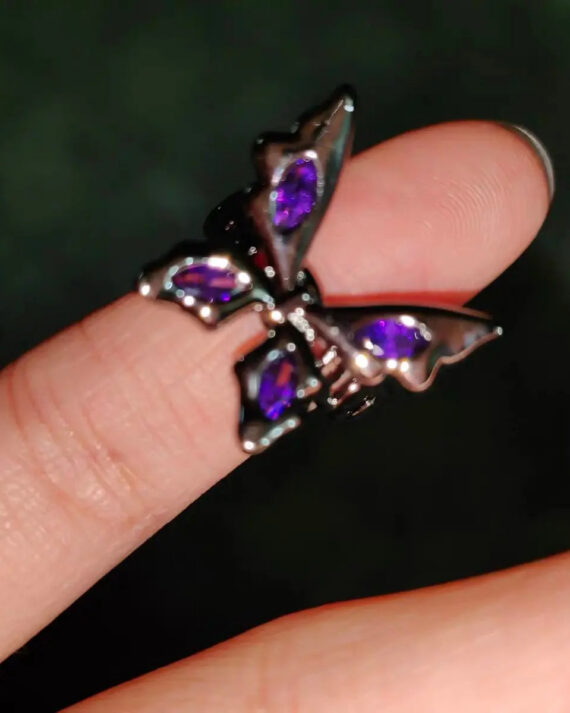 Purple Stone Butterfly Rings