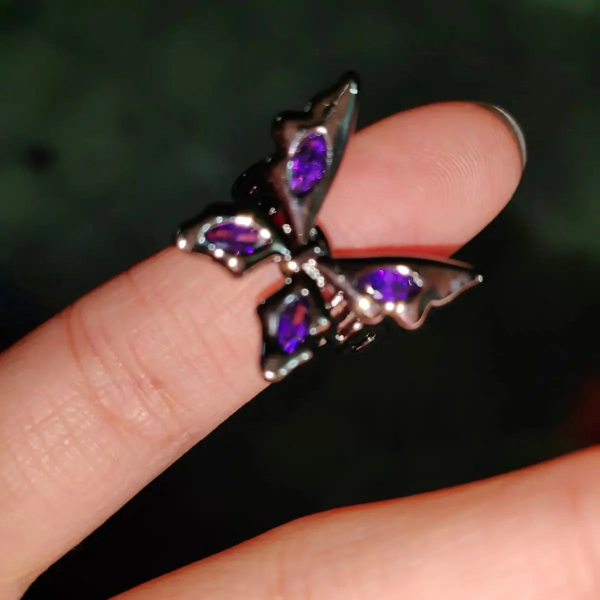 Purple Stone Butterfly Rings