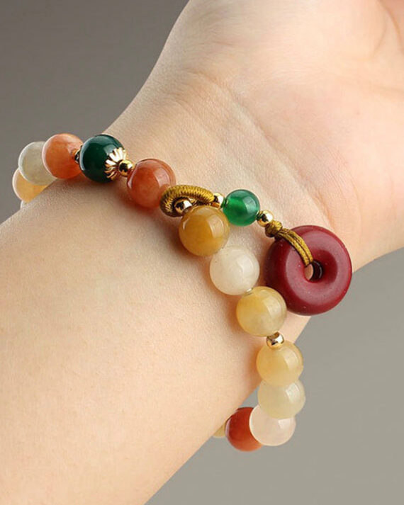 Beautiful Red Jade Red Agate Green Agate Chalcedony Gourd Cinnabar Charm Bracelet